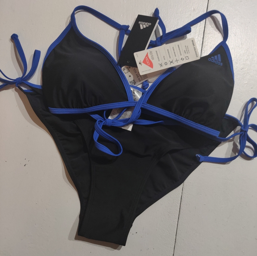 Adidas Black Bikini w/Electric Blue Trim